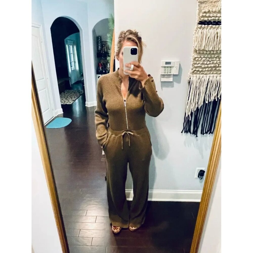 WeWoreWhat Relaxed Sweater Knit Green Jumpsuit Size S - Picture 4 of 16